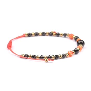 Bransoletka celebrytka czarny TURMALIN KARNEOL HEMATYT ochrona i miłość